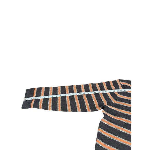 J.Crew Men's Black Gray Orange Striped Wool Crewneck Casual Sweater Size Large - Picture 10 of 11